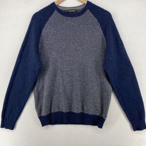 DECLAN CARTWRIGHT Sweater M 2-Ply Cashmere Colorblock Jumper Pullover Blue Gray
